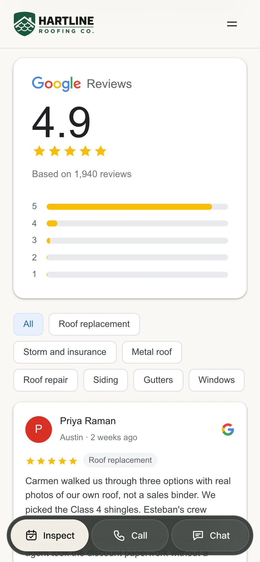 Reviews on a fictional demo site