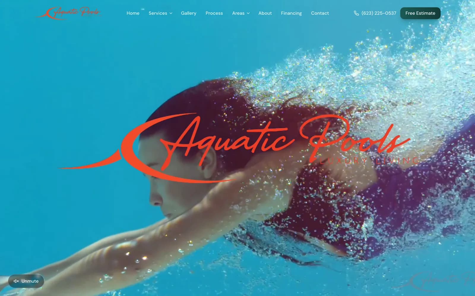 Aquatic Pools and Spas website built by RevCore