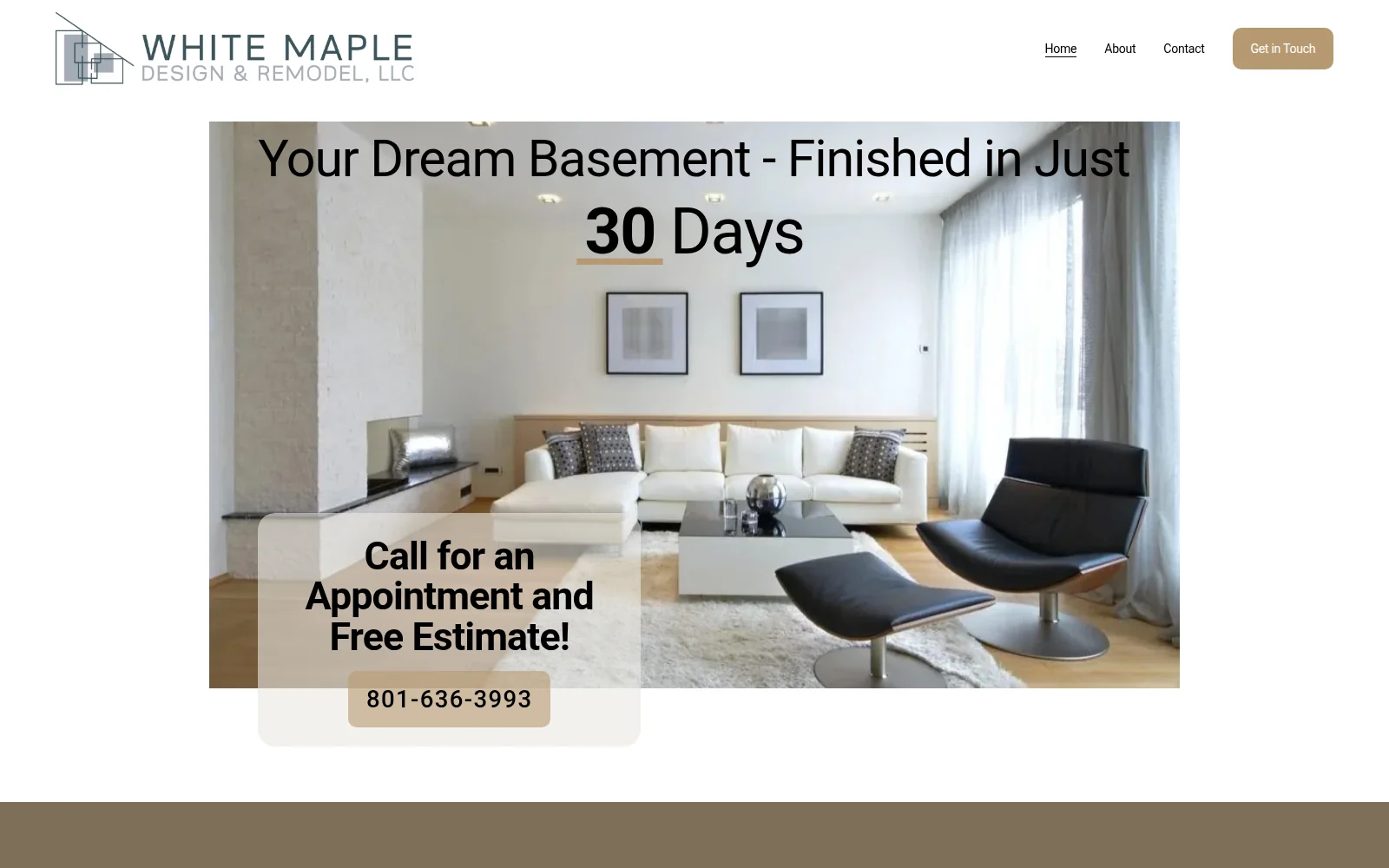 White Maple Design & Remodel's old website, before RevCore HQ