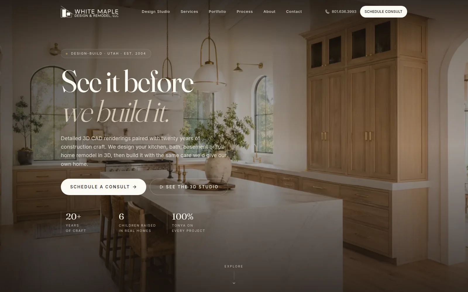 White Maple Design & Remodel website built by RevCore